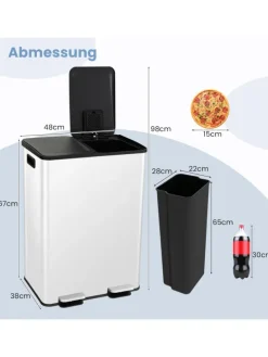 Mülleimer 2 x 30L in Weiß