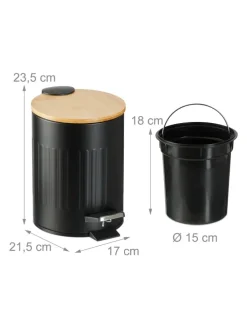 Mülleimer in Schwarz - 3 l