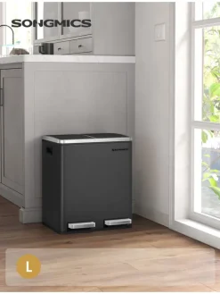 Mülleimer in Schwarz - (B)41 x (H)44,5 x (T)27,5 cm