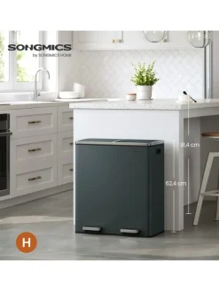 Mülleimer in Schwarz - (B)59 x (H)62,4 x (T)36,5 cm