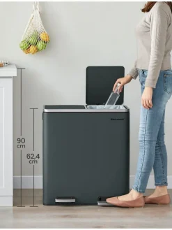 Mülleimer in Schwarz - (B)59 x (H)62,4 x (T)36,5 cm
