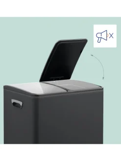 Mülleimer in Schwarz/ Silber - 2x 15 Liter