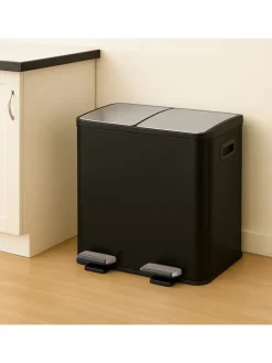 Mülleimer in Schwarz/ Silber - 2x 15 Liter