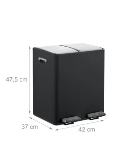 Mülleimer in Schwarz/ Silber - 2x 15 Liter