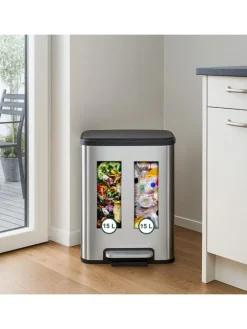 Mülleimer in Silber - 2 x 15 Liter