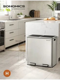 Mülleimer in Silber - (B)59 x (H)62,4 x (T)36,5 cm