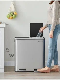 Mülleimer in Silber - (B)59 x (H)62,4 x (T)36,5 cm