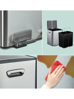 Mülleimer in Silber/ Schwarz - 2x 15 Liter