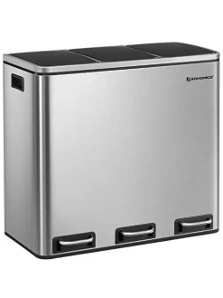 Mülleimer in Silber/ Schwarz - (B)61 x (H)55,5 x (T)31,5 cm