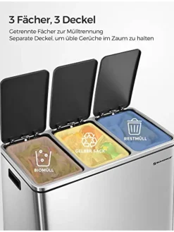 Mülleimer in Silber/ Schwarz - (B)61 x (H)55,5 x (T)31,5 cm