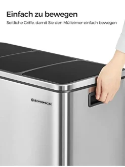 Mülleimer in Silber/ Schwarz - (B)61 x (H)55,5 x (T)31,5 cm