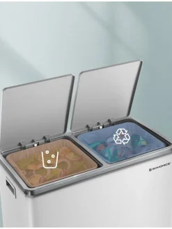 Mülleimer in Weiß - (B)59 x (H)62,4 x (T)36,5 cm