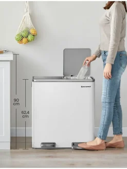 Mülleimer in Weiß - (B)59 x (H)62,4 x (T)36,5 cm