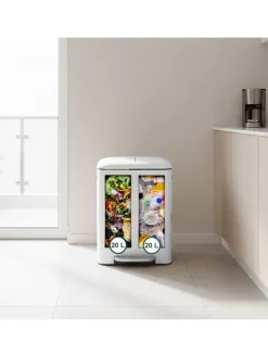 Mülleimer in Weiß - 2x 20 Liter