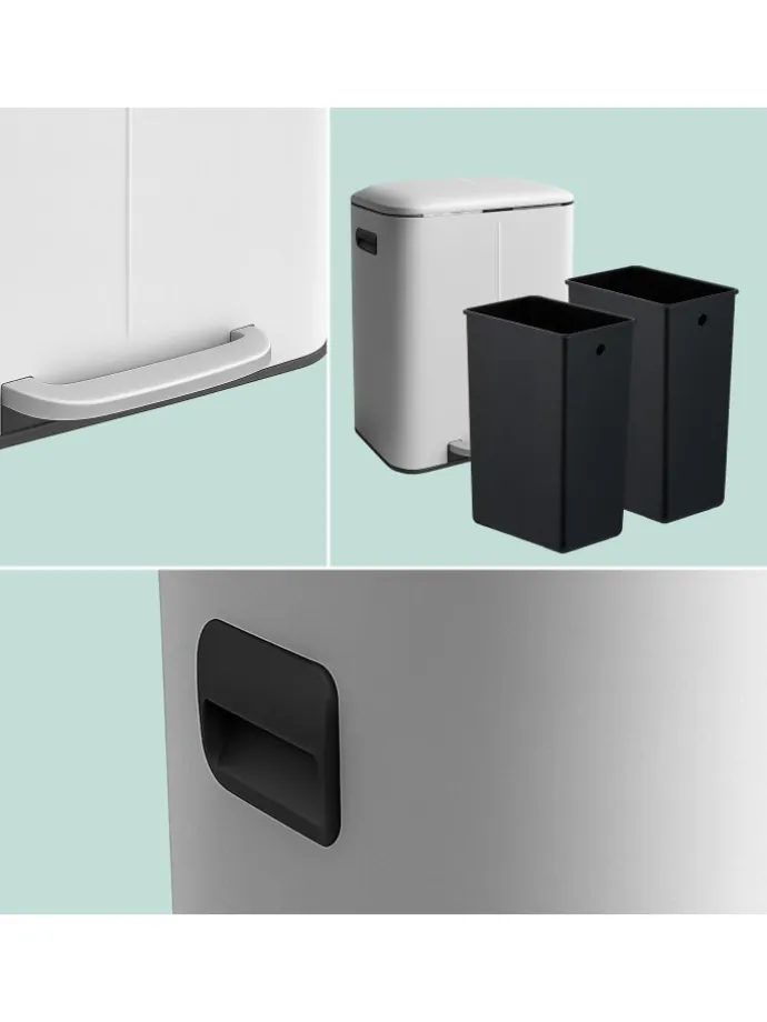 Mülleimer in Weiß - 2x 20 Liter