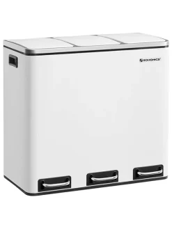 Mülleimer in Weiß/ Silber- (B)61 x (H)55,5 x (T)31,5 cm