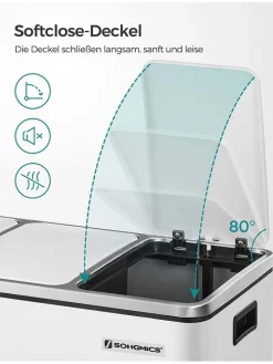 Mülleimer in Weiß/ Silber- (B)61 x (H)55,5 x (T)31,5 cm