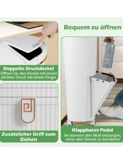 Mülleimer Küche 3 Fächer 2 x 12L & 14L in Weiß