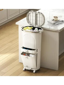 Mülleimer Küche 3 Fächer 2 x 12L & 14L in Beige