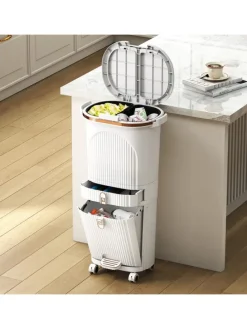 Mülleimer Küche 3 Fächer 2 x 12L & 14L in Weiß