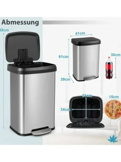 Mülleimer 50L in Silber