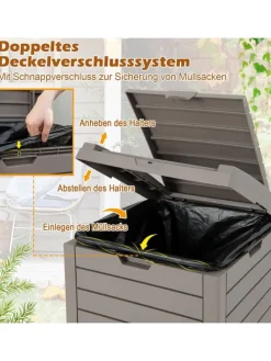 Mülleimer mit Deckel 141 L in Braun