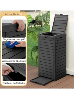 Mülleimer mit Deckel 141 L in Schwarz