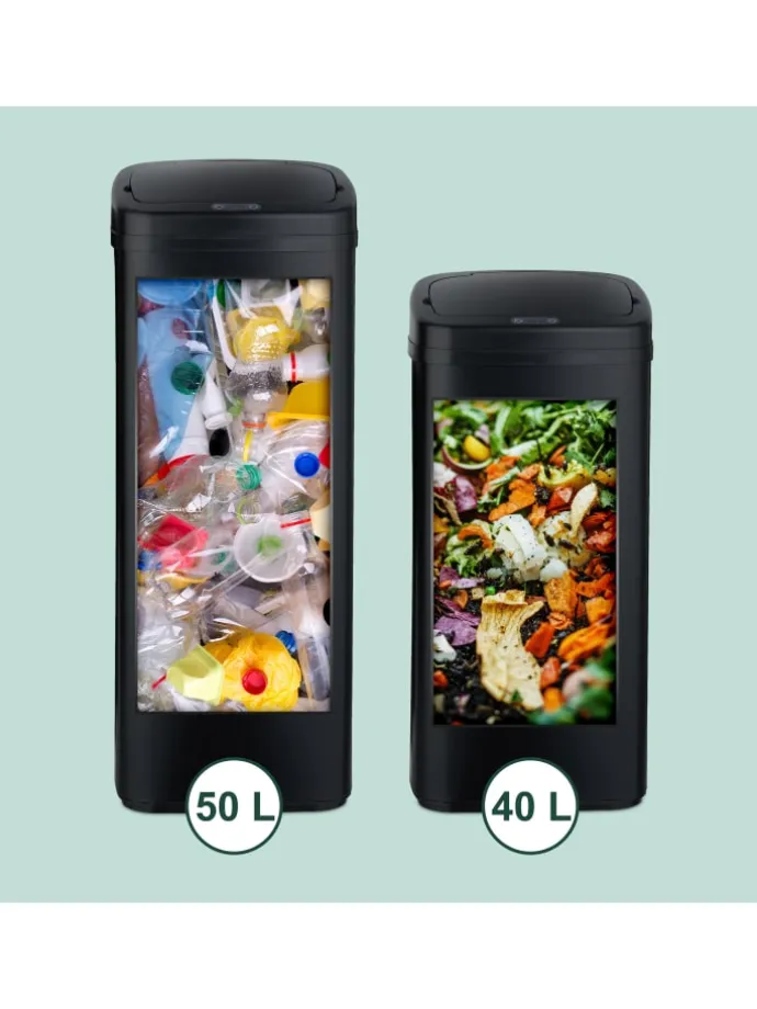 Mülleimer mit Sensor in Schwarz - 50 Liter