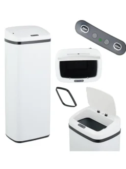 Mülleimer mit Sensor in Weiß - 50 Liter