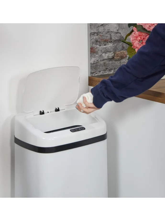 Mülleimer mit Sensor in Weiß - 50 Liter