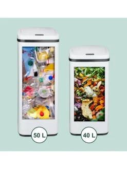 Mülleimer mit Sensor in Weiß - 50 Liter