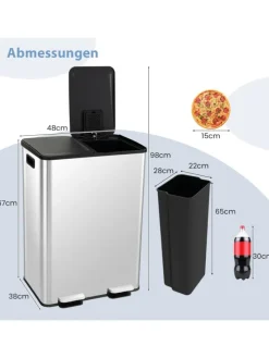 Mülleimer 2x30L in Silber