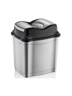 Moderner Abfalleimer / Mülleimer mit praktischem Push-Deckel in Grau