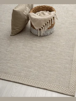 Moderner In-/Outdoor Teppich A in Beige Grau