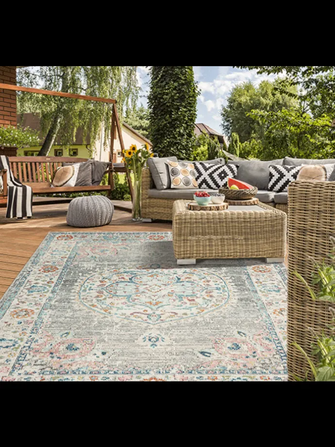 Moderner In-/Outdoor Teppich A in Grau