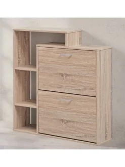 Moderner Schuhkipper MASSA Holz 2 Fächer Eiche 12 Paar Schuhe