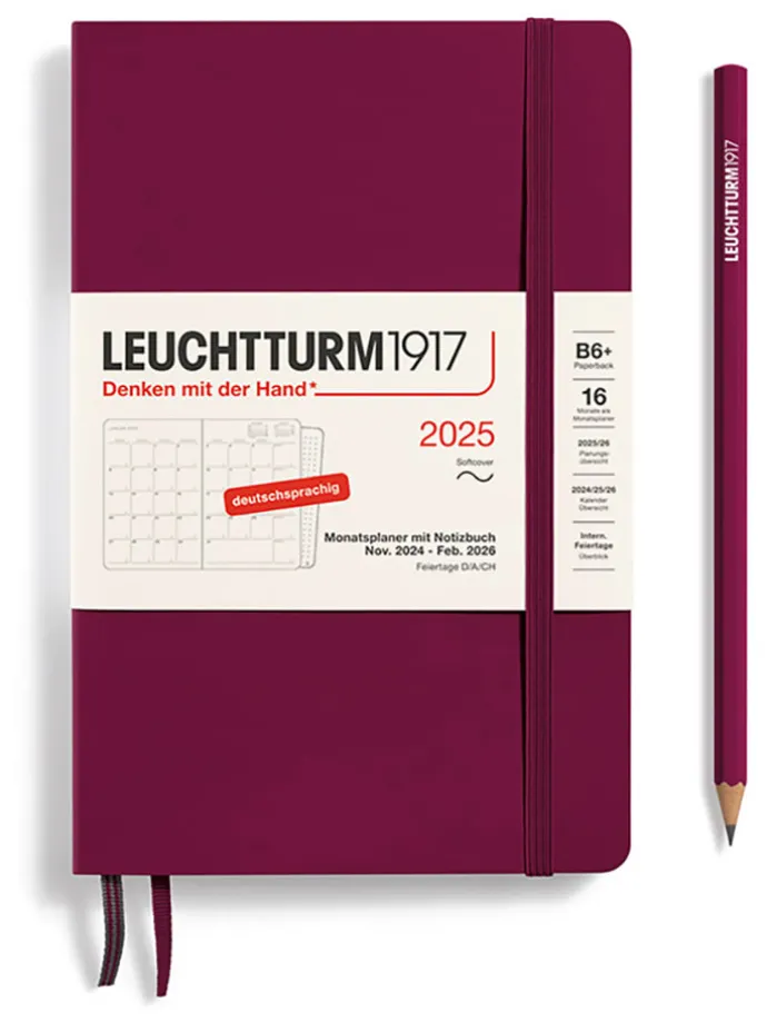 Monatsplaner & Notizbuch in Bordeaux - B6+