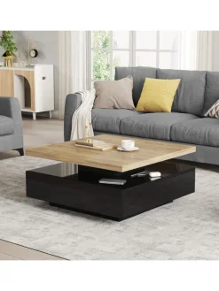 Multifunktionaler 360° schwenkbarer Couchtisch mit Stauraum in Schwarzer