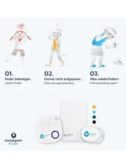 musegear Schlüsselfinder mit Bluetooth App aus Deutschland - 4er Pack bunt