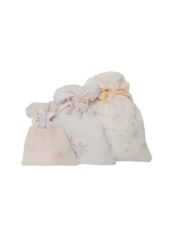 Musselin Geschenksäcke 3er Set 'flowers' in multicolored