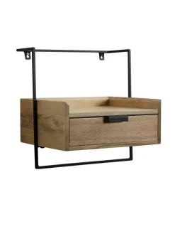 Nachtkonsole für Wandmontage 44x45x35 cm Mango Massivholz Hellbraun, in Beige