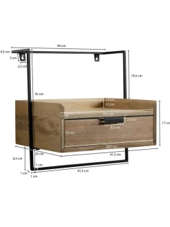 Nachtkonsole für Wandmontage 44x45x35 cm Mango Massivholz Hellbraun, in Beige
