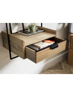 Nachtkonsole für Wandmontage 44x45x35 cm Mango Massivholz Hellbraun, in Beige