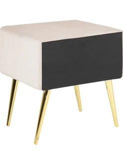Nachttisch FLAYAT in Beige/Gold/Roségold - (W) 46 x (H) 49 x (L) 38 cm