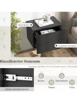 Nachttisch hängend in Grau