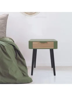 Nachttisch in Grün - (B)35 x (H)48 x (T)35 cm