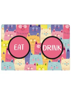 Napfunterlage in Pink/ Bunt - (L)40 x (B)60 cm