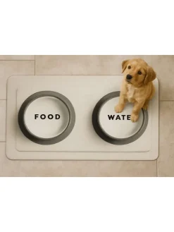 Napfunterlage in Weiß/ Schwarz - (L)40 x (B)70 cm