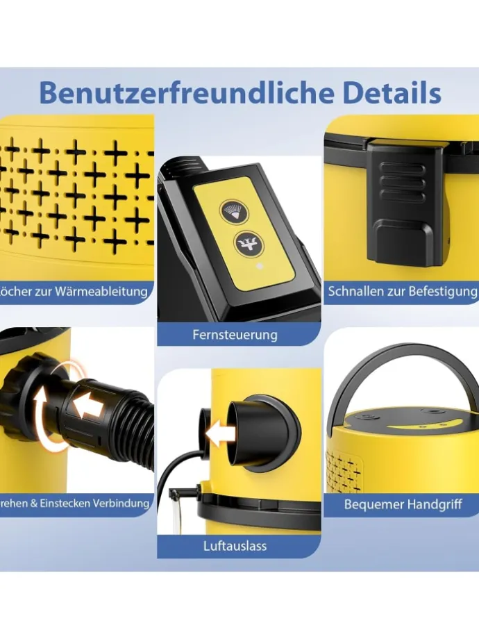 Nass- & Trockensauger 1200W HEPA-Filter in Gelb