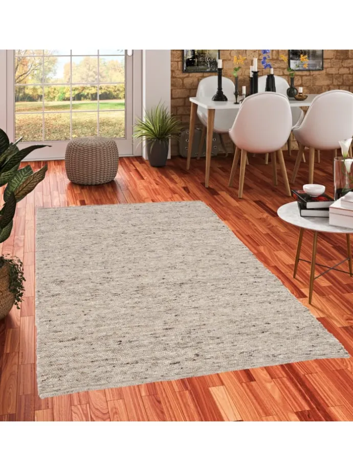 Natur Teppich Wolle Alaska Meliert in Braun